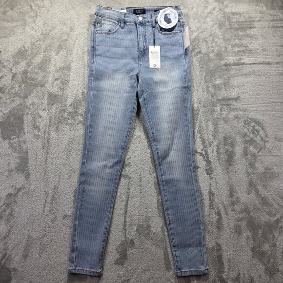 Curve Appeal Jeans Womens 4 High Rise Essential Skinny Pinstripe Denim Pants - Picture 1 of 11